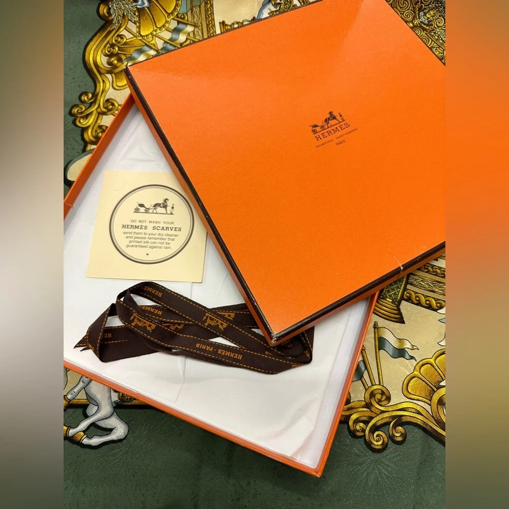 Hermes Silk Reversible Opera Scarf LUNA PARK Carrousel Print; 70.5x11.5" - Picture 2 of 13